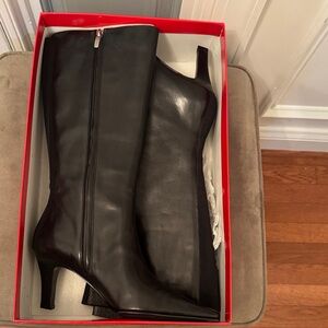 Anne Klein Black Leather Boots.
